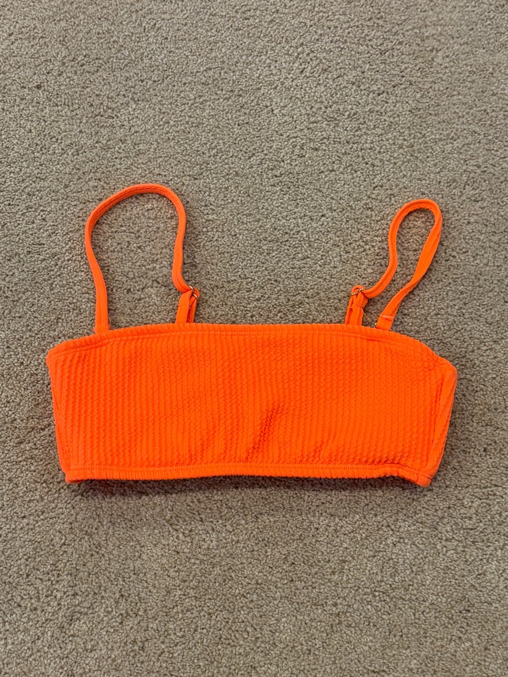 Orange ribbed bikini/swim top